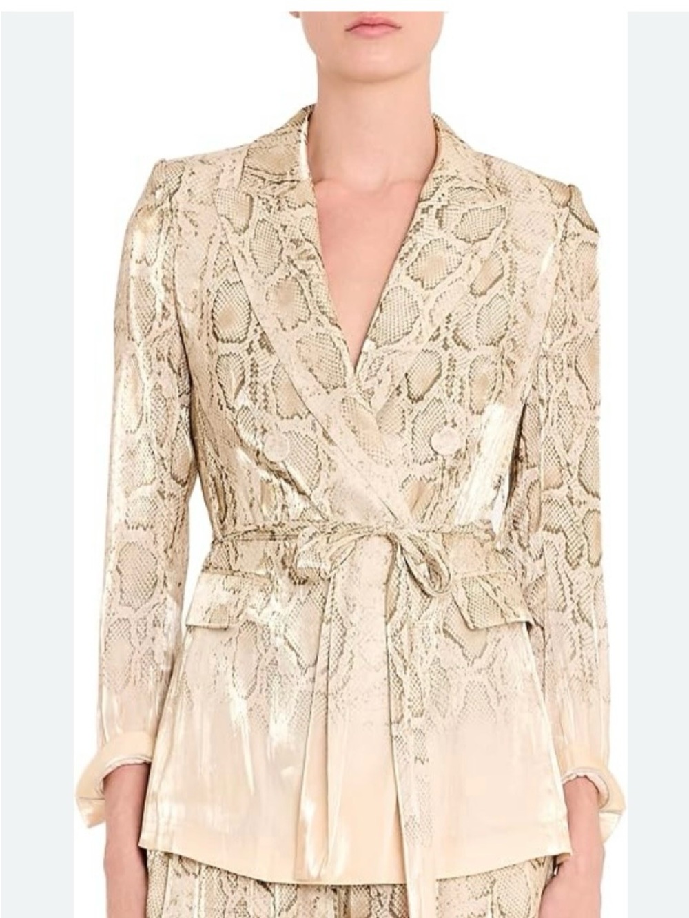 Kobi Halperin Metallic Snake-Print Blazer in Champagne
